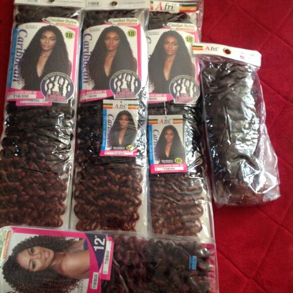Lot of 5 Carribbean Water Wave Kanekalon Bundle Braids - Picture 1 of 6